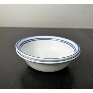 Corelle Vitrelle White Bowl with Blue Stripes - Set of 2
